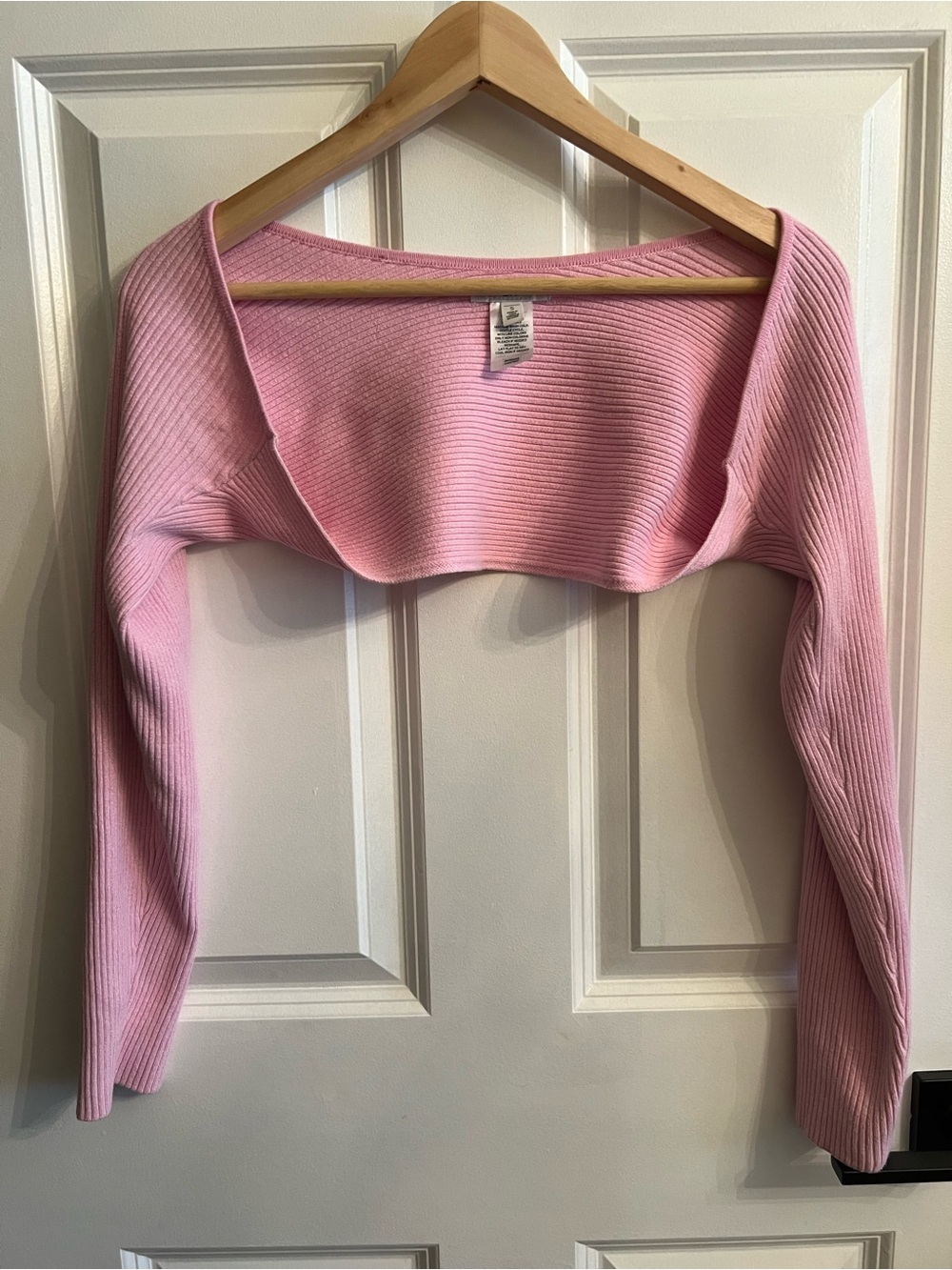 BP. Pink Ribbed Cropped Bolero Shrug